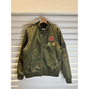 The North Face Mens Jester Bomber Jacket Olive Green Patch Insulated Medium